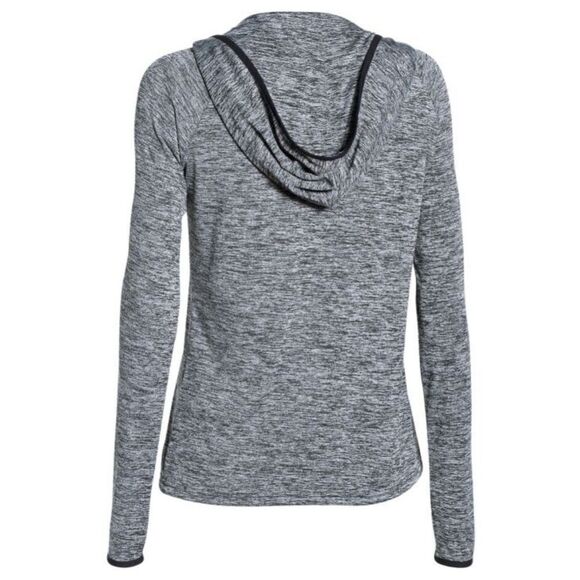 Under Armour Women's HeatGear Long Sleeve Black Heather Hoody - Picture 5 of 15